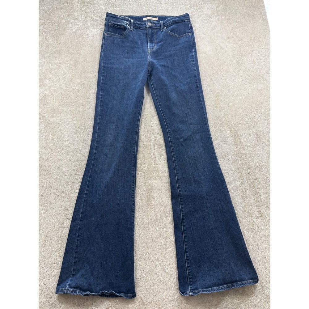 Levi Womens High Rise Flare Stretch Blue Denim Jeans 29 Meas: 28x33